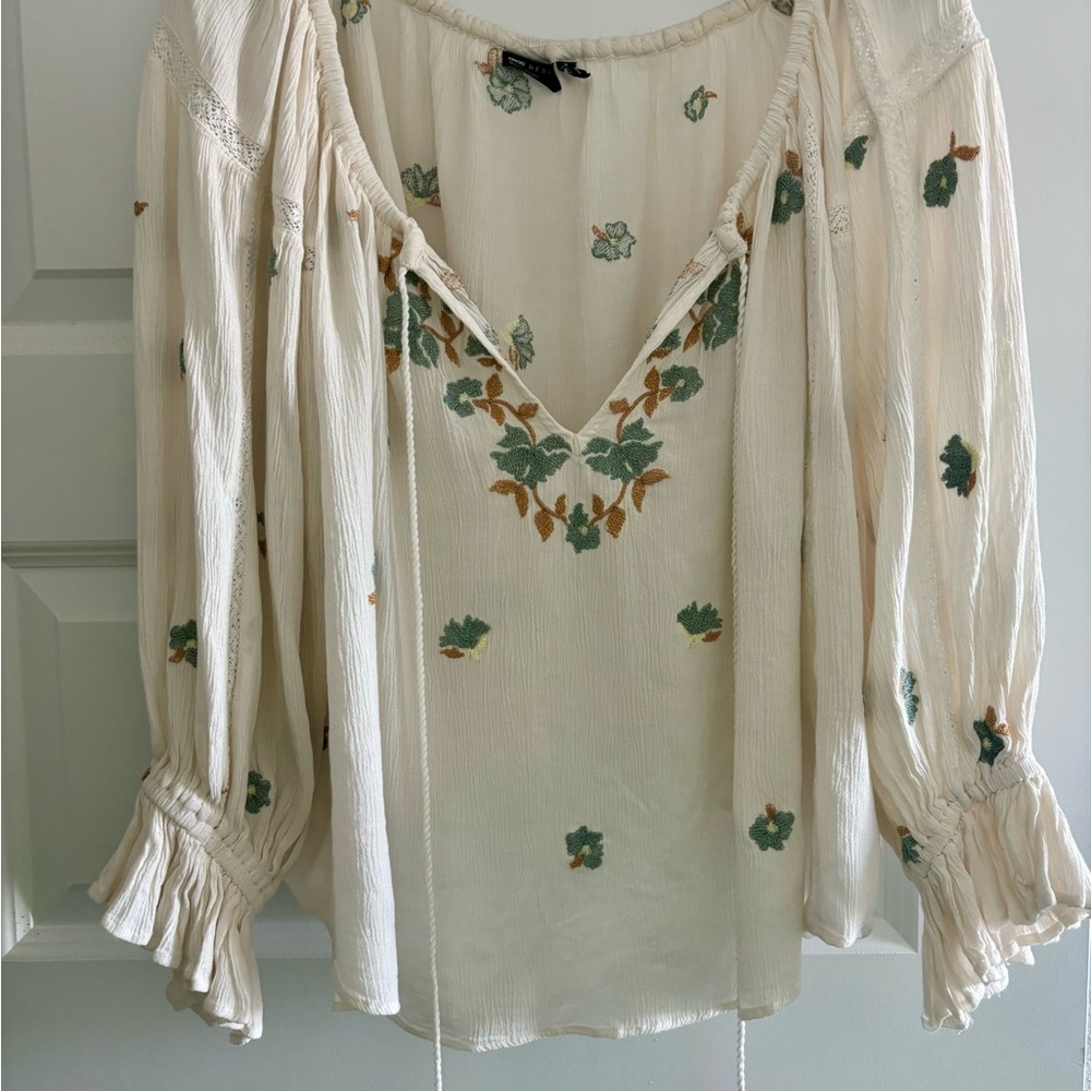 ASOS Floral Embroidered Cream Blouse